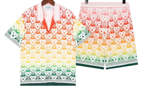 Casablanca Gradient Heart Monogram Silk-Twill Shirt And Shorts Set