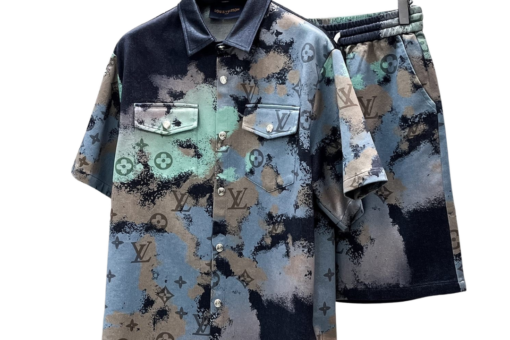 LV Monogram Bandana Printed Short-Sleeved Shirt And Shorts Set