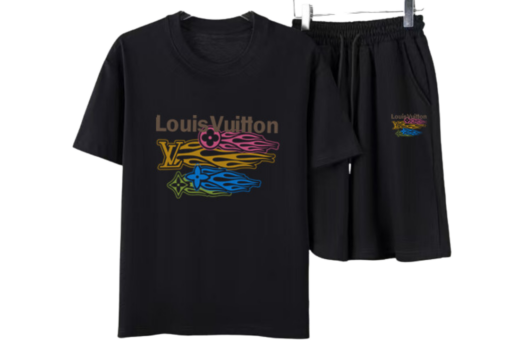 LV Casual T-Shirt And Shorts Set Black