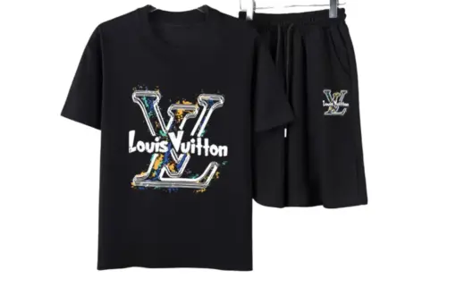 LV Casual T-Shirt And Shorts Set Black