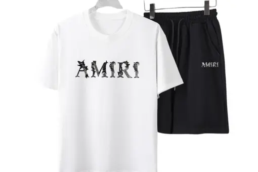 Amiri Baroque Logo T-Shirt And Short Set White