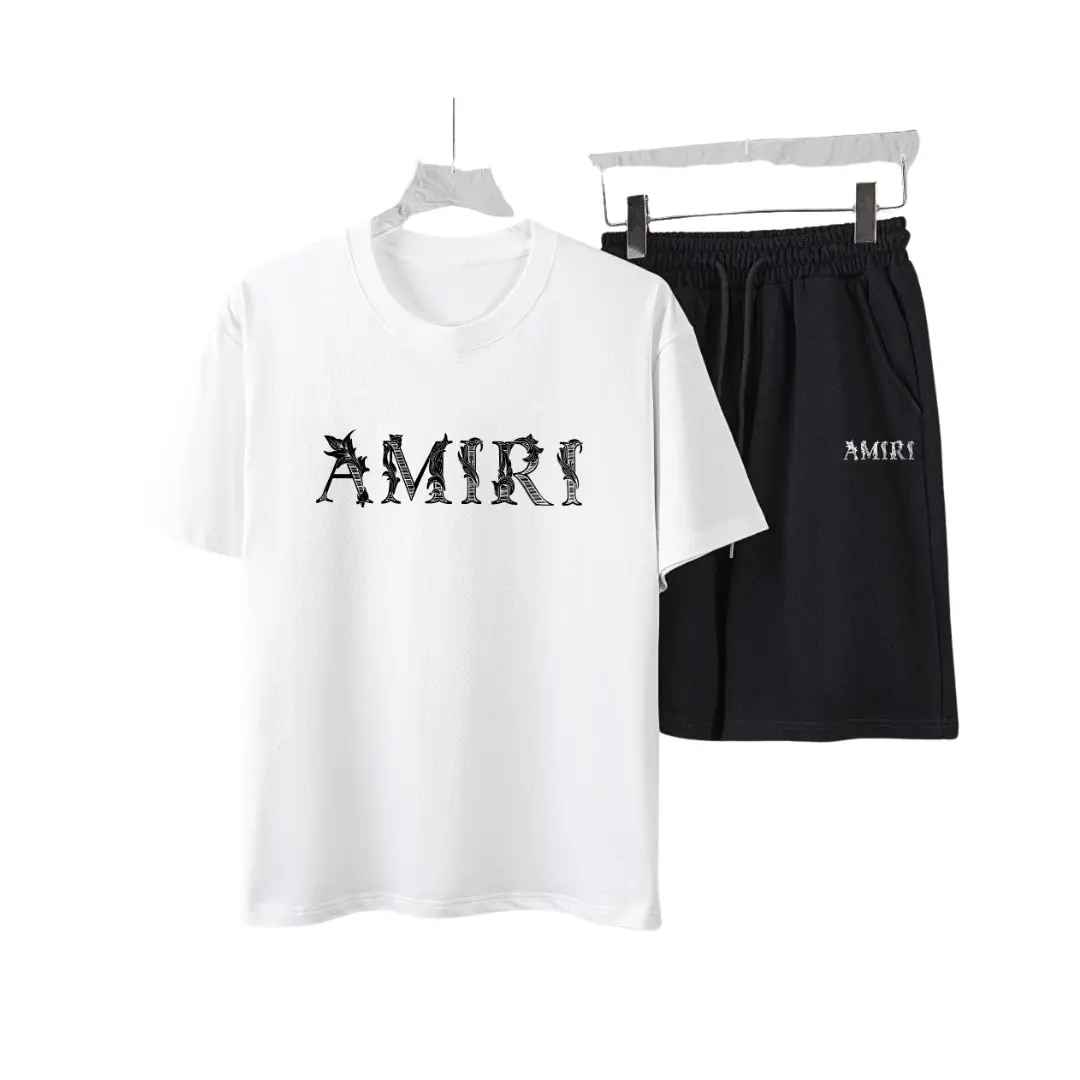 Amiri Baroque Logo T-Shirt And Short Set White 2026 | Drip Kickz Amiri Baroque Logo T-Shirt And Short Set White