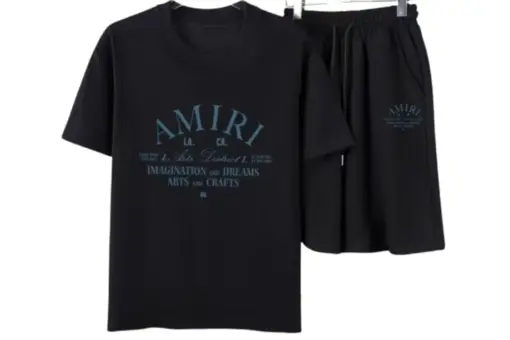 Amiri Arts District Logo Crewneck T-Shirt And Shorts Set Black