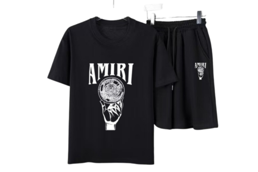 Amiri Crystal Ball Crewneck T-Shirt And Shorts Set Black