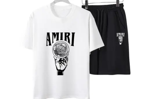 Amiri Crystal Ball Crewneck T-Shirt And Shorts Set White