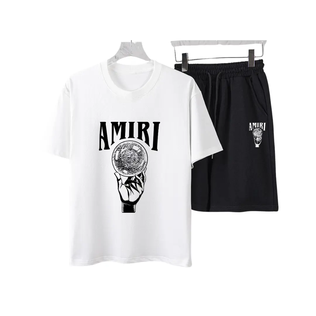 Amiri Crystal Ball Crewneck T-Shirt And Shorts Set White 2026 | Drip Kickz Amiri Crystal Ball Crewneck T-Shirt And Shorts Set White