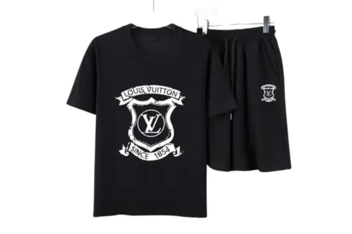 LV Crest Graphic Print T-Shirt And Shorts Set Black