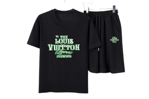 “THE LOUIS VUITTON Lovers PRESENTS” T-Shirt And Shorts Set Black