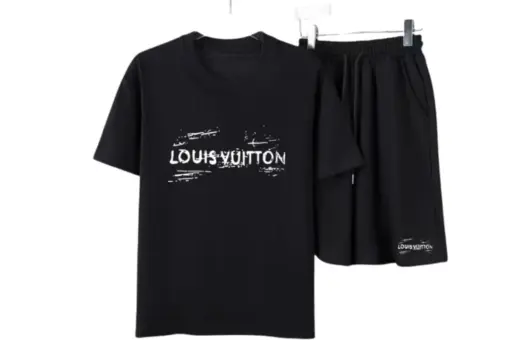 LV Soft Cotton Jersey T-Shirt And Shorts Set Black