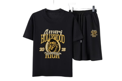 Amiri High Lion Skater T-Shirt And Shorts Set Black
