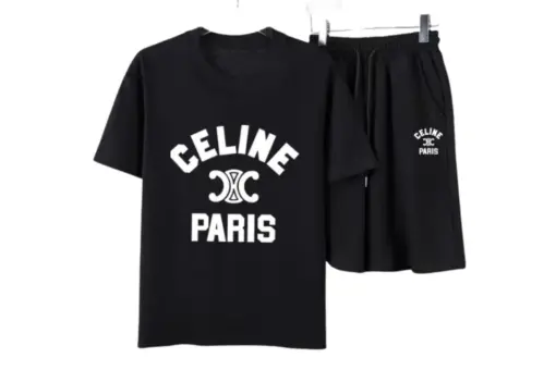 Celine Paris T-Shirt And Shorts Set Black