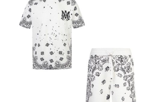 Amiri MA Bandana Bleach T-Shirt And Shorts Set White