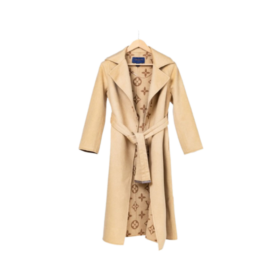 LV Long Wool Coat Full Beige 2026 | Drip Kickz LV Long Wool Coat Full Beige