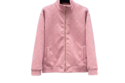 LV Monogram Debossed Leather Tracksuit Jacket Pink
