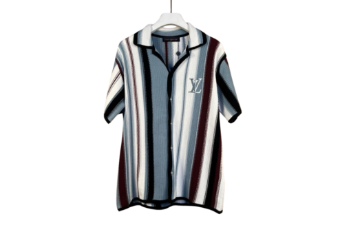 LV Striped Crochet Short-Sleeved Shirt