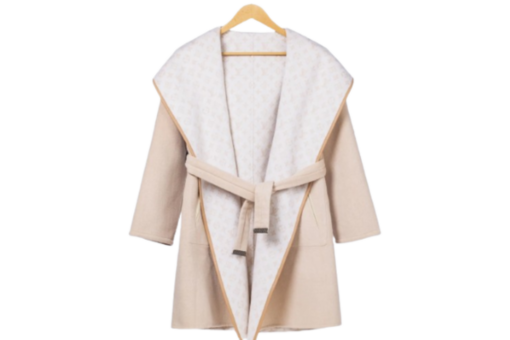 LV Long Wool Coat Tan/White