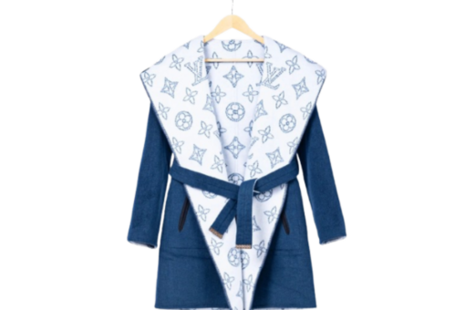 LV Long Wool Coat Blue/White