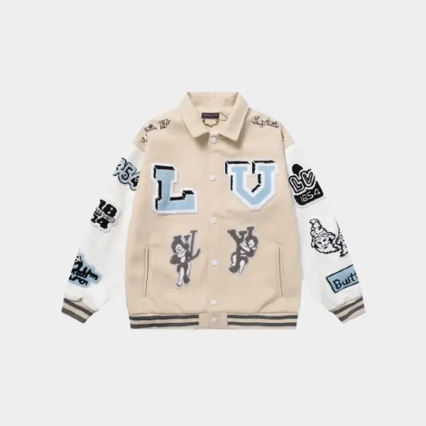 LV Varsity Jacket Beige & White 2026 | Drip Kickz LV Varsity Jacket Beige & White