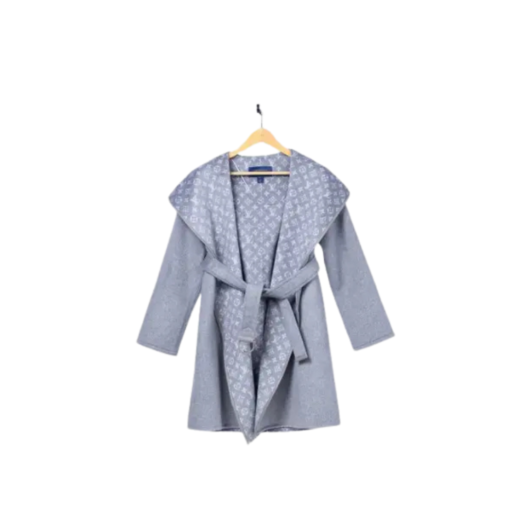 LV Long Wool Coat Full Grey 2026 | Drip Kickz LV Long Wool Coat Full Grey