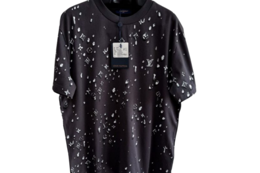 LV Black T-Shirt With An All-Over Logo Print