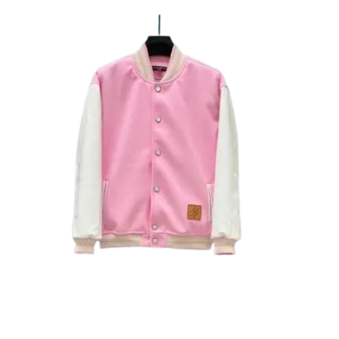 LV Varsity Jacket Pink/ White 2026 | Drip Kickz LV Varsity Jacket Pink/ White