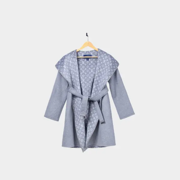 LV Long Wool Coat Full Grey 2026 | Drip Kickz LV Long Wool Coat Full Grey - Image 2