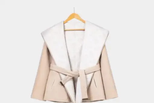 LV Reversible Signature Short Hooded Wrap Coat White & Light Pink