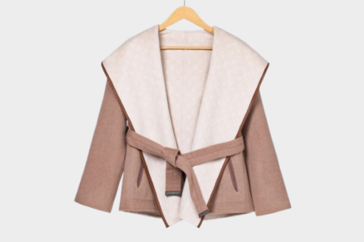LV Reversible Signature Short Hooded Wrap Coat Brown