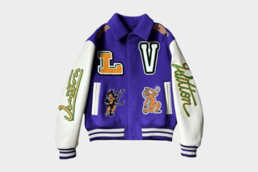 LV Virgil Abloh Purple Varsity Jacket