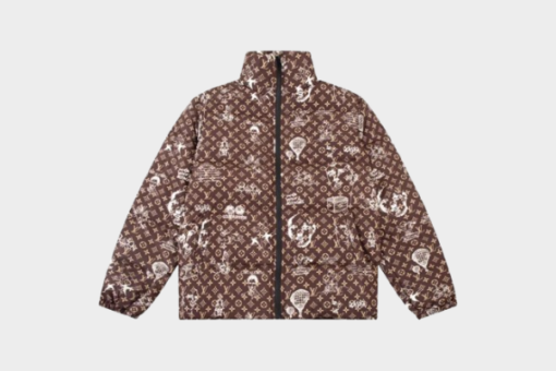 LV Down Jacket Brown And White