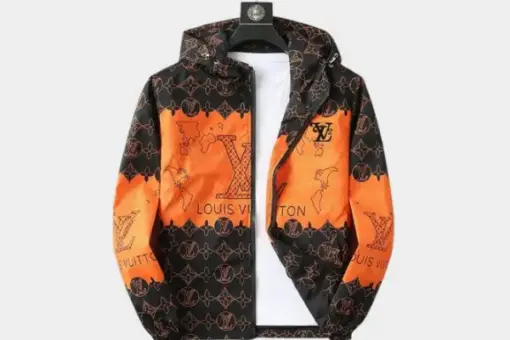 LV Jacket Black And Orange