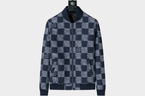 LV Bomber Jacket Checkered Pattern Black