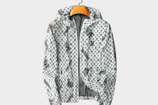 LV Jacket White Black Logo