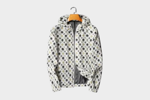 LV Jacket White Black Logo
