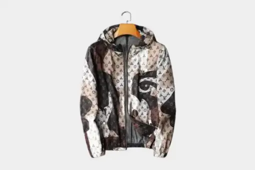 LV Jacket White Black Print