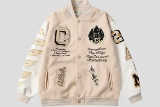 Off-White AC Milan Patch Varsity Jacket Cream/White
