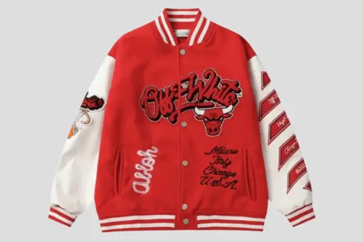 Off-White Chicago Bulls Varsity Jacket Red & White