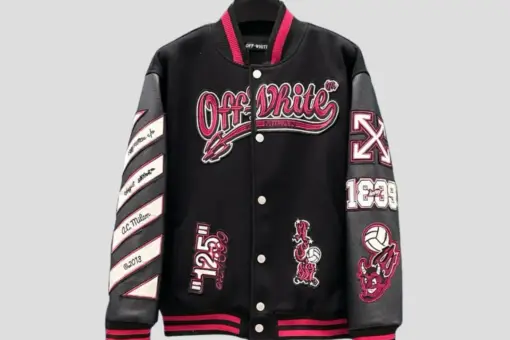 Off-White Graphics Leather Varsity Red/Black/White