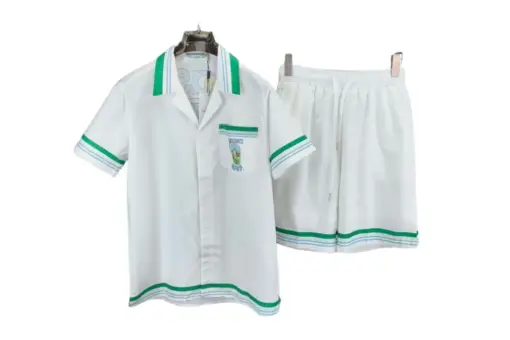 Casablanca Short Set White With Green Borderline