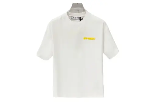 Off-White Yellow Logo T Shirt White