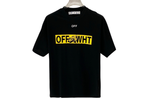 Off-White Yellow Graphic Design T Shirt Black