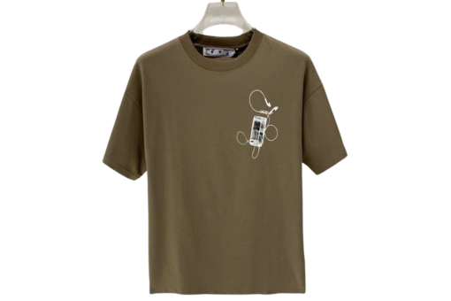 Off-White Signature Logo T Shirt Khaki