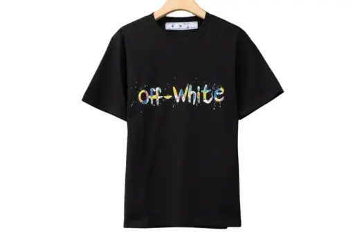 Off-White T Shirt Black With Paint Effect Logo