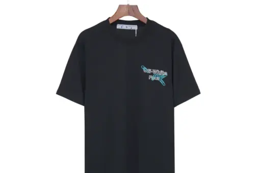Off-White T Shirt Black With Blue Monogram