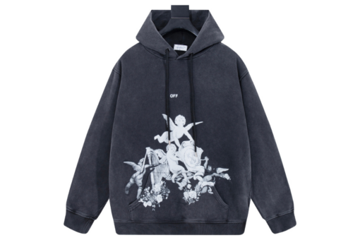 Off-White Hoodie Light Black With White Graphic Print