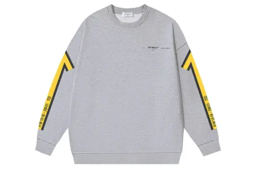 Off-White Sweatshirt Light Gray With Yellow Design