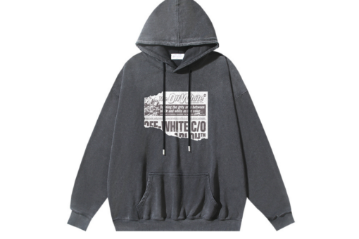 Off-White Hoodie Gray With Monogram Design