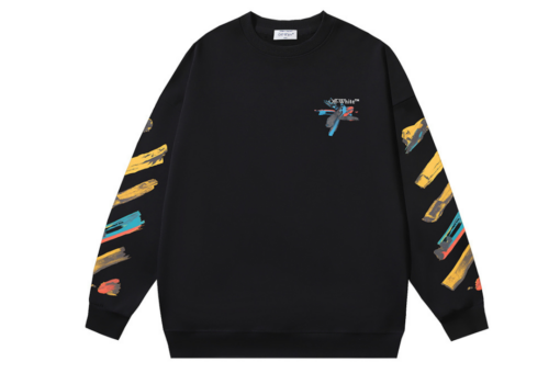Off-White Sweatshirt Black With Multicolour Design