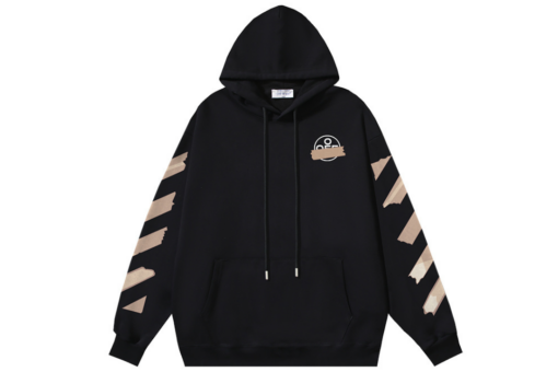 Off-White Hoodie Black With Beige Design