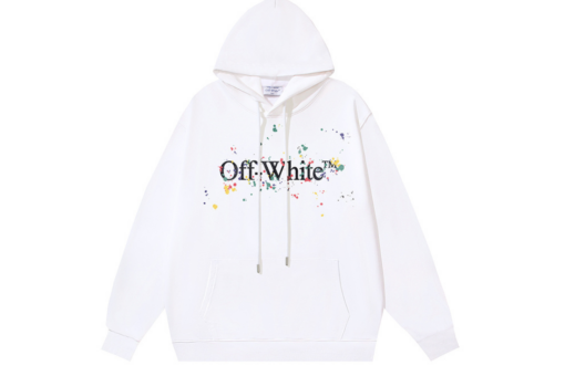 Off-White Hoodie Multicolour Paint Text Design Printed